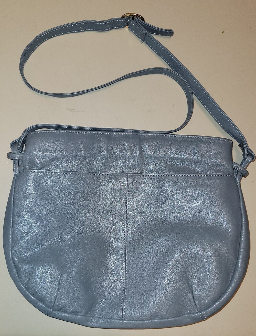 Bermans Leather - Soft Blue/gray Leather Crossbody Bag.